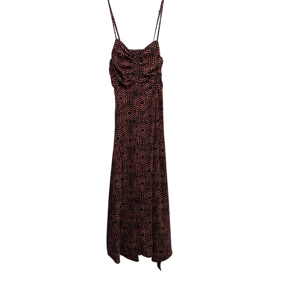 NWT Urban Outfitters Women's Orange Black Geometric Printed Midi Dress Size XS